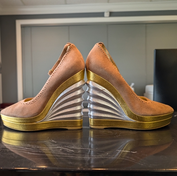 YSL Suede and metallic wedges size 37 - Picture 4 of 12